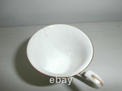 Antique Royal Worcester Pair Of Green Gold Gilt Demitasse Coffee Cups & Saucers