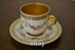 Antique Royal Worcester Porcelain Cup Saucer Set Gilt Bone China