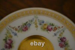 Antique Royal Worcester Porcelain Cup Saucer Set Gilt Bone China