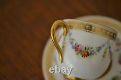 Antique Royal Worcester Porcelain Cup Saucer Set Gilt Bone China