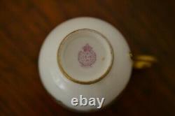 Antique Royal Worcester Porcelain Cup Saucer Set Gilt Bone China