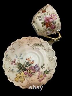 Antique Royal Worcester Tea Cup & Saucer, 1893