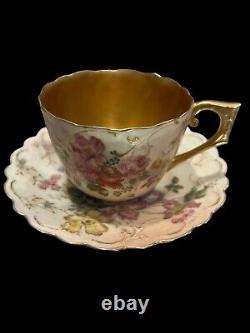 Antique Royal Worcester Tea Cup & Saucer, 1893