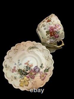 Antique Royal Worcester Tea Cup & Saucer, 1893