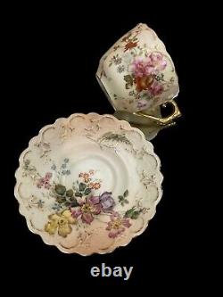 Antique Royal Worcester Tea Cup & Saucer, 1893