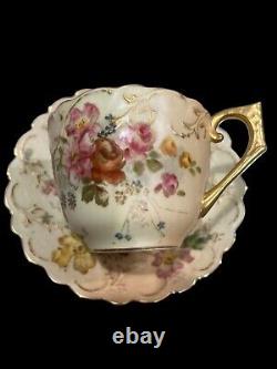 Antique Royal Worcester Tea Cup & Saucer, 1893