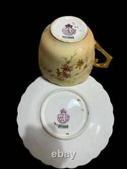 Antique Royal Worcester Tea Cup & Saucer, 1893