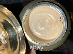 Antique Satsuma JAPANESE Porcelain Teapot Gold Silver Plated 2 Tea Cups Saucers