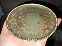 Antique Satsuma JAPANESE Porcelain Teapot Gold Silver Plated 2 Tea Cups Saucers