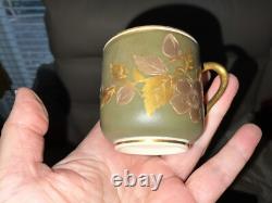 Antique Satsuma JAPANESE Porcelain Teapot Gold Silver Plated 2 Tea Cups Saucers