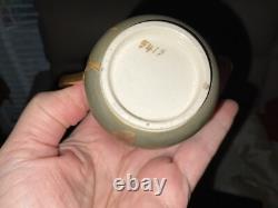 Antique Satsuma JAPANESE Porcelain Teapot Gold Silver Plated 2 Tea Cups Saucers