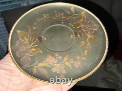 Antique Satsuma JAPANESE Porcelain Teapot Gold Silver Plated 2 Tea Cups Saucers