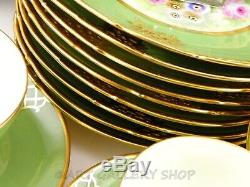 Antique Schumann Dresden GOLD COFFEE DESSERT SET FOR 12 CUP SAUCER TRIO PLATES