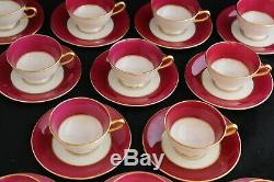 Antique Set 12 Lenox Marshall Field Co. Maroon Pink Gold Demitasse Cups Saucers