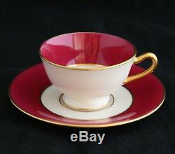 Antique Set 12 Lenox Marshall Field Co. Maroon Pink Gold Demitasse Cups Saucers