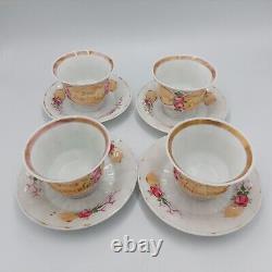 Antique Set Vieux Paris Old Paris Hand Painted Floral Gilt Gold Cup & Saucer Set