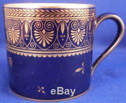 Antique Sevres French Cobalt Blue + Gold Porcelain Cup & Saucer Porzellan Tasse