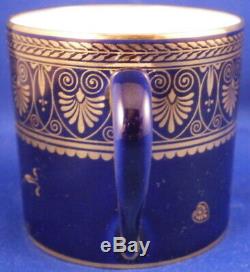 Antique Sevres French Cobalt Blue + Gold Porcelain Cup & Saucer Porzellan Tasse