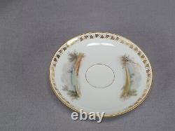 Antique Sevres Hand Painted Watteau Scene & Gold Ivy Leaf Coffee Cup & Saucer