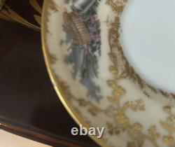 Antique Sevres Handpainted Elaborate Gold Details Demitasse Cup & Saucer