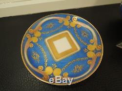 Antique Sevres Porcelain BLUE GOLD DIAMOND Base Cup Saucer c18th-rare
