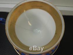 Antique Sevres Porcelain BLUE GOLD DIAMOND Base Cup Saucer c18th-rare