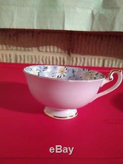 Antique Shelley Blue Daisy Fine Bone China Cup & Saucer WithGold Trim