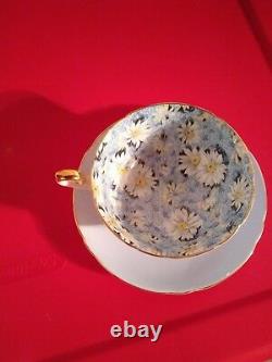 Antique Shelley Blue Daisy Fine Bone China Cup & Saucer WithGold Trim