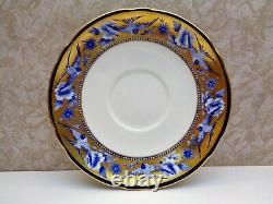 Antique Shelley England Bone China Cup & Saucer Blue Gold Swallows Birds Flowers