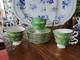 Antique Spode Copeland 6 Cups & 7 Saucers Green Gold Gilded Florals 2899