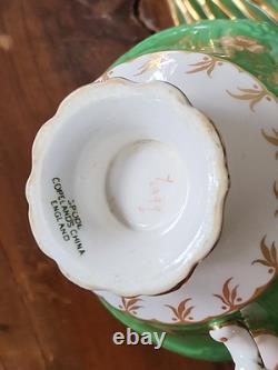 Antique Spode Copeland 6 Cups & 7 Saucers Green Gold Gilded Florals 2899