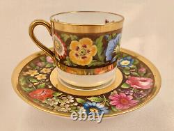 Antique Spode Copelands Demitasse Cup & Saucer, Made for Tiffany, Hand Painted