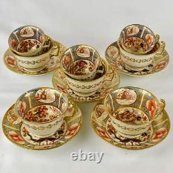 Antique Tea & Coffee Cup and Saucer Set by Newhall c1820 Imari & Lavender Blue #