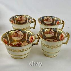Antique Tea & Coffee Cup and Saucer Set by Newhall c1820 Imari & Lavender Blue #