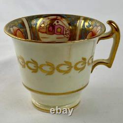Antique Tea & Coffee Cup and Saucer Set by Newhall c1820 Imari & Lavender Blue #