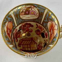 Antique Tea & Coffee Cup and Saucer Set by Newhall c1820 Imari & Lavender Blue #