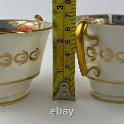 Antique Tea & Coffee Cup and Saucer Set by Newhall c1820 Imari & Lavender Blue #