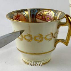 Antique Tea & Coffee Cup and Saucer Set by Newhall c1820 Imari & Lavender Blue #