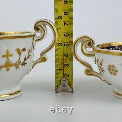 Antique True Trio John Ridgway c1830Tea Cup Coffee & Saucer Gold Gilt#2/2102