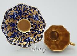 Antique Victorian Coalport Demitasse Coffee Cup and Saucer Japanese Grove Gold