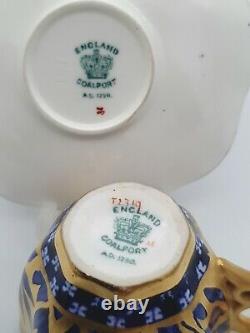 Antique Victorian Coalport Demitasse Coffee Cup and Saucer Japanese Grove Gold