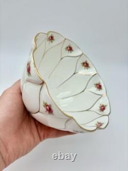 Antique Victorian Wildblood Heath Gold Lattice Pink Rose Porcelain Tea Set 6