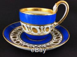 Antique Vienna Coffee Cup Saucer Blue Gold Cabinet Cup Saucer 1820 Biedermeier