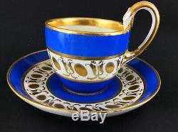 Antique Vienna Coffee Cup Saucer Blue Gold Cabinet Cup Saucer 1820 Biedermeier