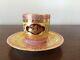 Antique Vienna Hand-painted Demitasse Cup & Saucer Set Pink & Gold
