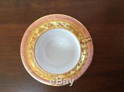 Antique Vienna Hand-Painted Demitasse Cup & Saucer Set Pink & Gold