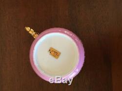 Antique Vienna Hand-Painted Demitasse Cup & Saucer Set Pink & Gold