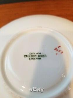 Antique/ Vintage Cauldon England Tea Cup & Saucer #3459 Pink and Gold Set of 10