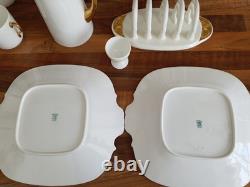 Antique Vintage Coalport Bone China Tea Set & Plates White with Gold trim