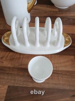 Antique Vintage Coalport Bone China Tea Set & Plates White with Gold trim